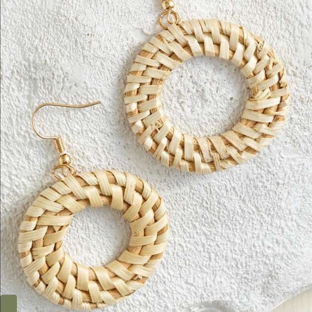 ALTAR’D STATE STRAW WRAPPED HOOP EARRINGS